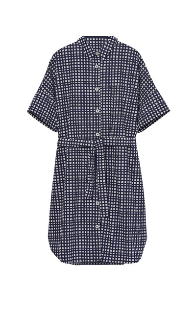 W DRESSES NI CHECKED NAVY
