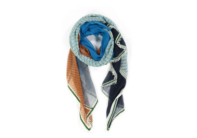 FOULARD PATCHWORK GRIS BLEU