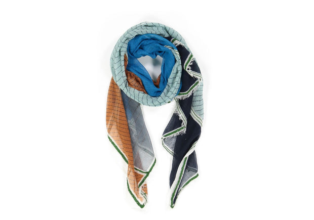 FOULARD PATCHWORK GRIS BLEU